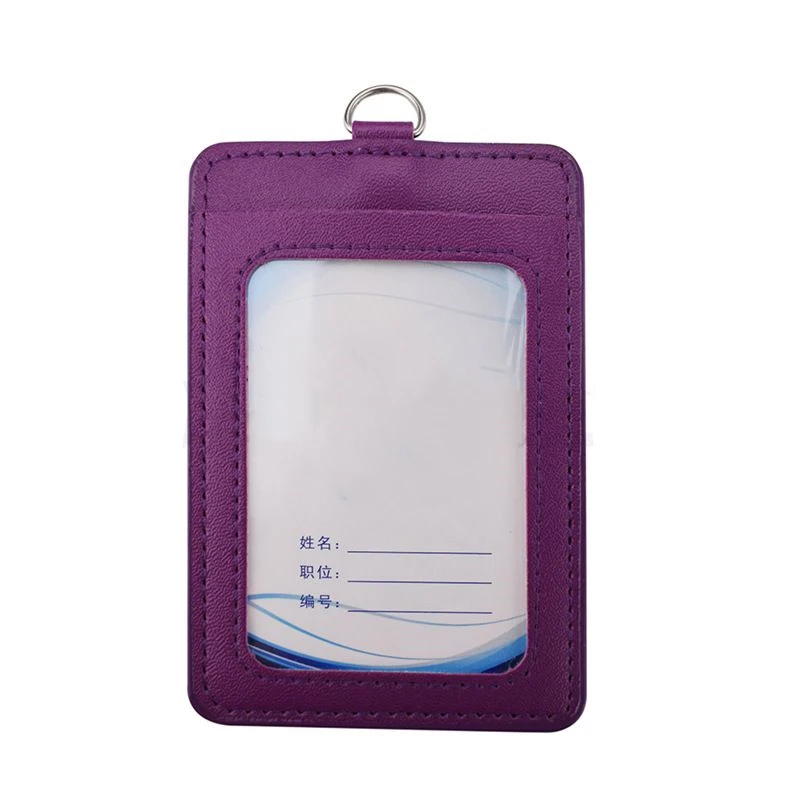 

PU Leather ID Staff Work Card Holder Students Bus Card Sleeve with Lanyard Door Identity Badge Holder ID Name Tag Cover Case