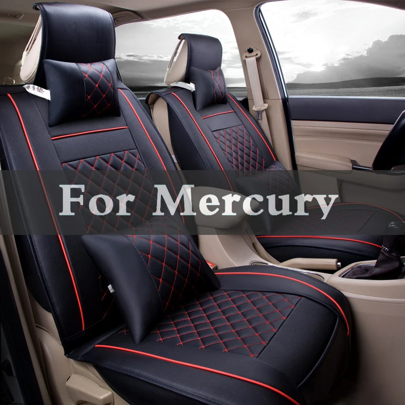 

Waterproof Soft Cushion Checked Leather Sports Style Car Seat Cover Cushion Set For Mercury Grand Marquis Mariner Milan Montego