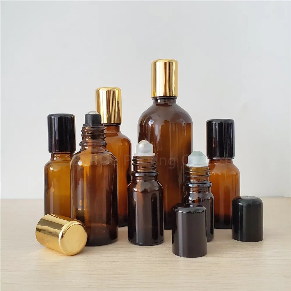 

5ml 10ml 15ml 20ml 30ml 50ml 100ml Amber Roll On Bottle For Essential Oils Refillable Perfume Bottle Deodorant Containers