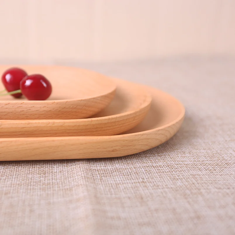 Technology Japanese Wooden Plate Beech Solid Wood Bread Serving Platter Snack Food Trays Sundries Jewellery Cashier Plates | Дом и сад