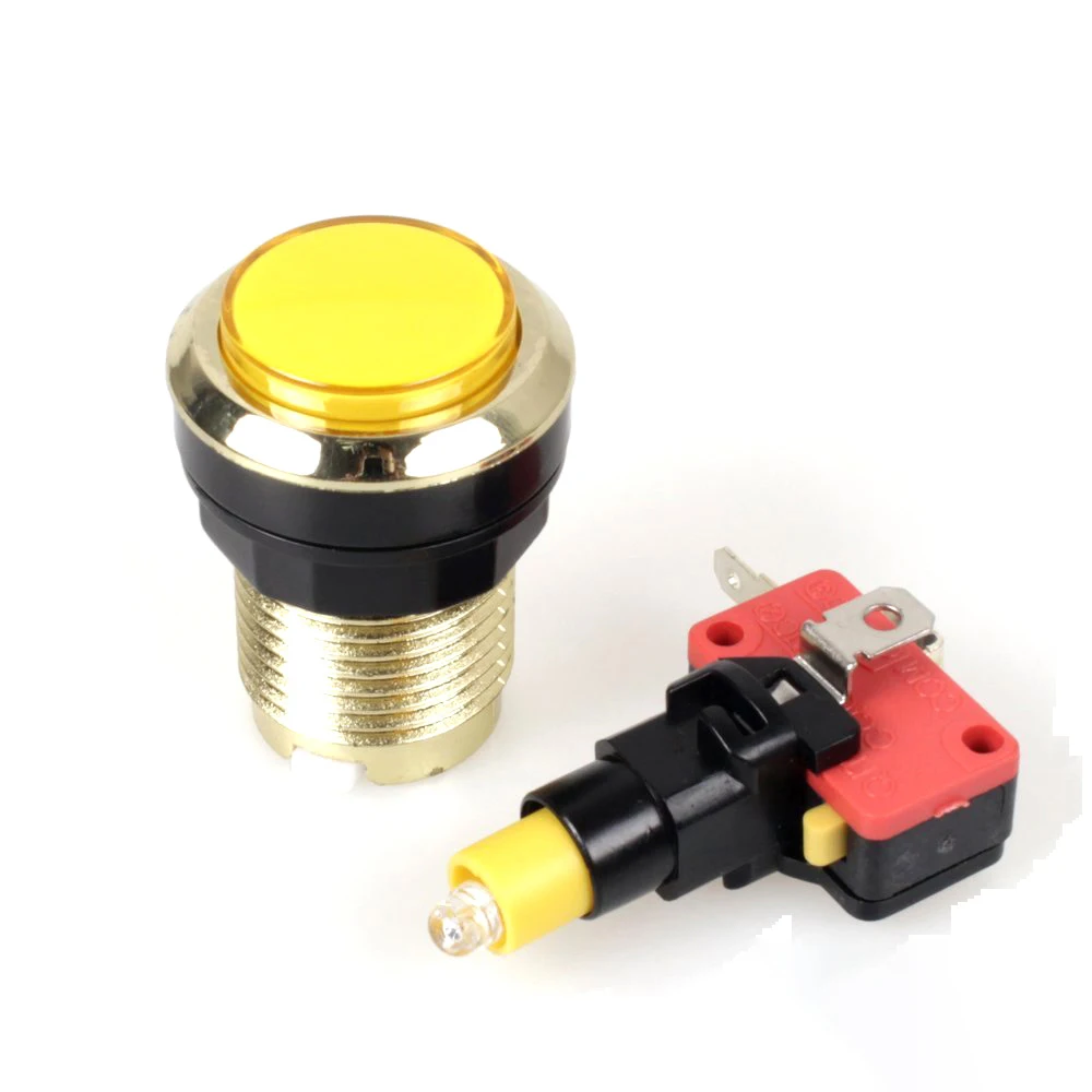 10 шт./лот позолоченный светодиодный кнопочный переключатель 30 мм с отверстиями