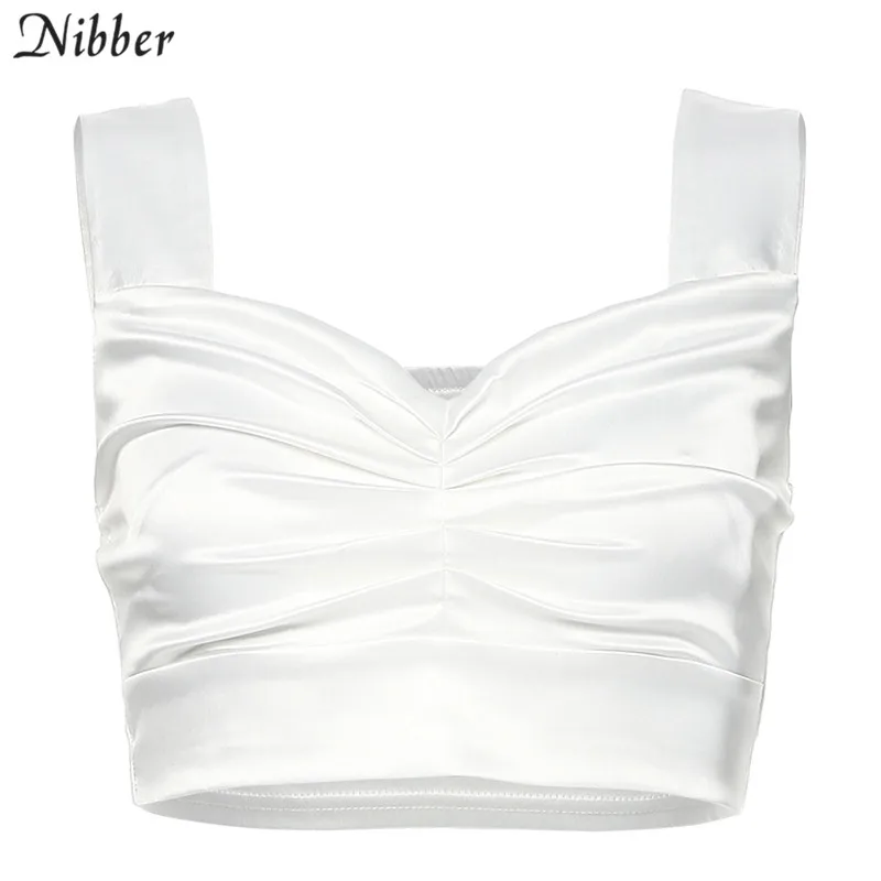 Nibber осень Дикий шифон Белый кроп-Топ женский camisole2019 модные уличные повседневные майки без рукавов с элегантным верхом Топ mujer - Цвет: Белый
