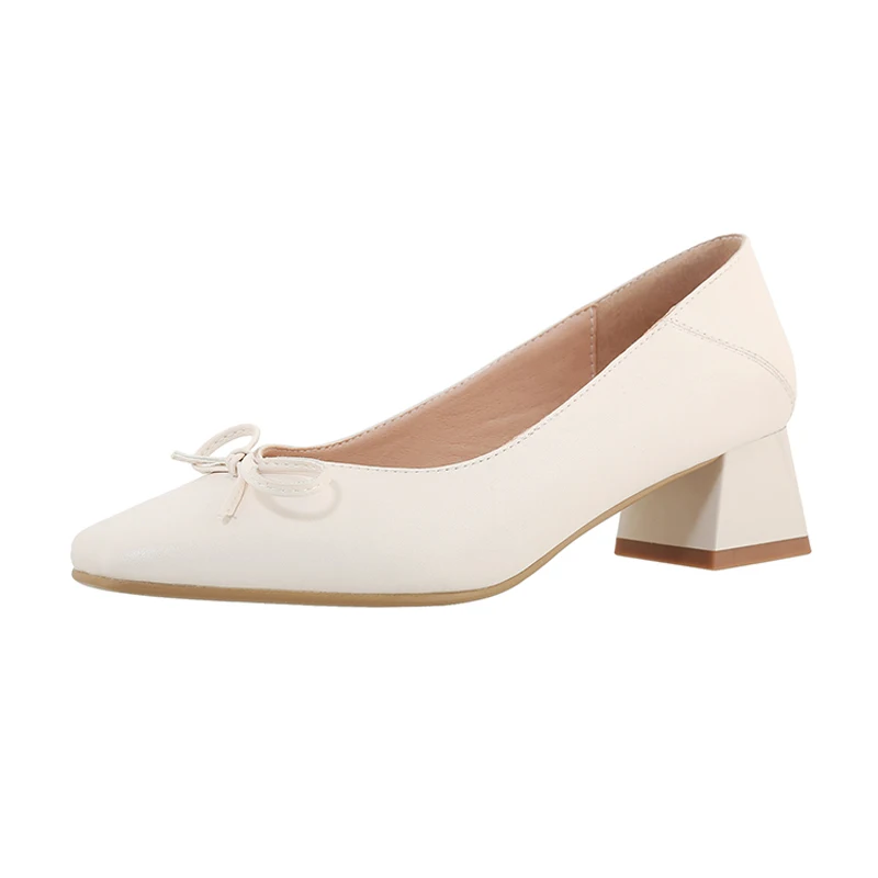 

Big Size Square bow single shoes ladies high heels women shoes woman pumps