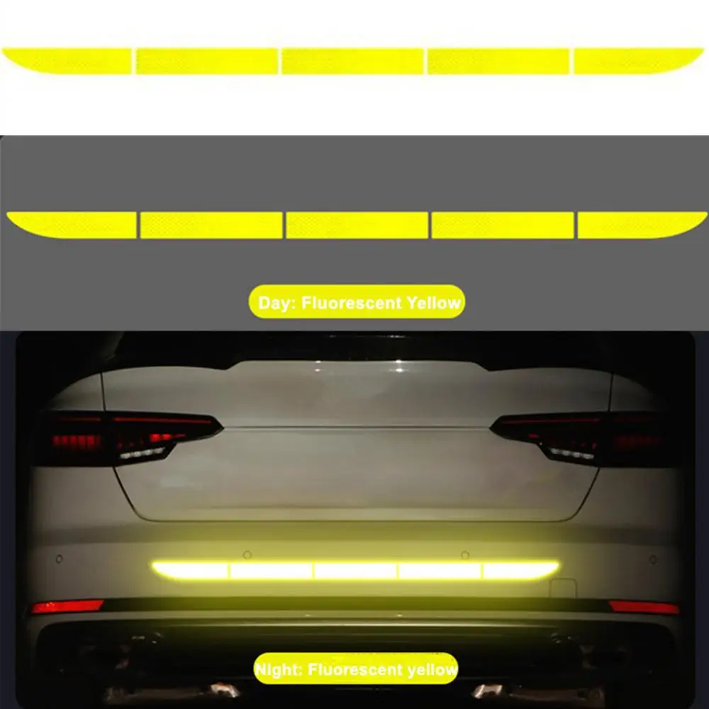 Fluorescent Yellow Светоотражающая наклейка для автомобиля Nano автостайлинг багажник Светоотражающая Предупреждение ющая полоса Автомобильная наклейка лента безопасности Автомобильная декоративная дополнительная накладка - Цвет: Fluorescent Yellow