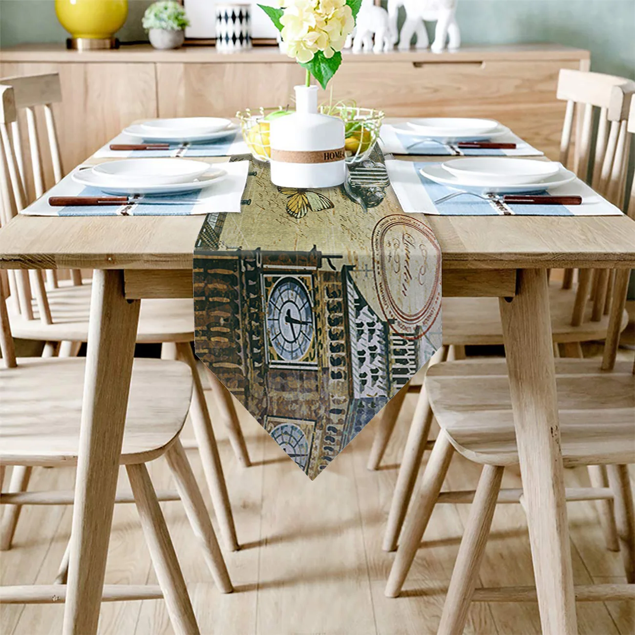 Плакат в стиле старой Лондонской Англии художественные часы башня современная