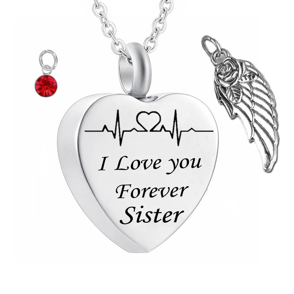 I love you forever sister кулон в виде сердца памятный для праха урна ожерелье Крыло ангела