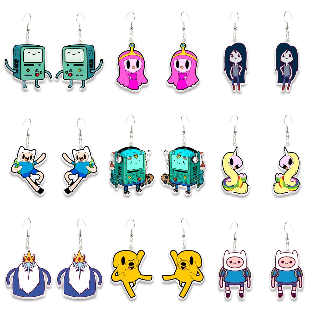 Adventure Time Cartoon BMO Acrylic Hook Drop Earrings Characters Printing Dangle Drop Earring for Charm Gift Accessories