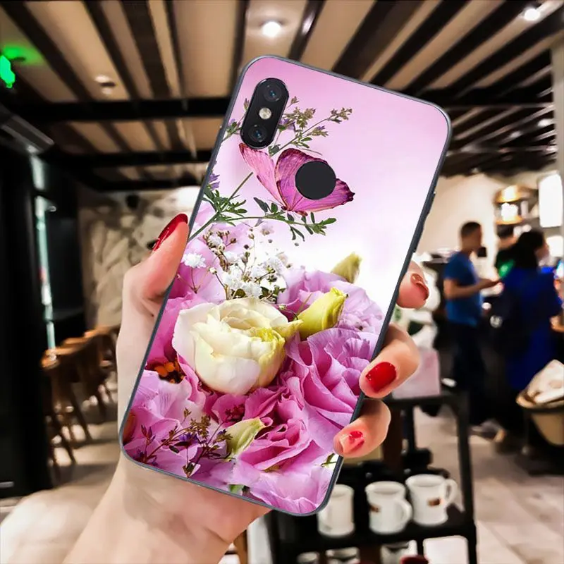 MaiYaCa красная бабочка на белой розы цветок чехол для телефона для Xiaomi Redmi8 4X 6A S2 5A Redmi 5 5Plus Note7 8Pro 7A 6A