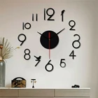 Современные большие настенные часы 3D сделай сам, акриловые зеркальные наклейки для гостиной, украшение, самоклеящиеся Подвесные часы, искусство, домашний декор