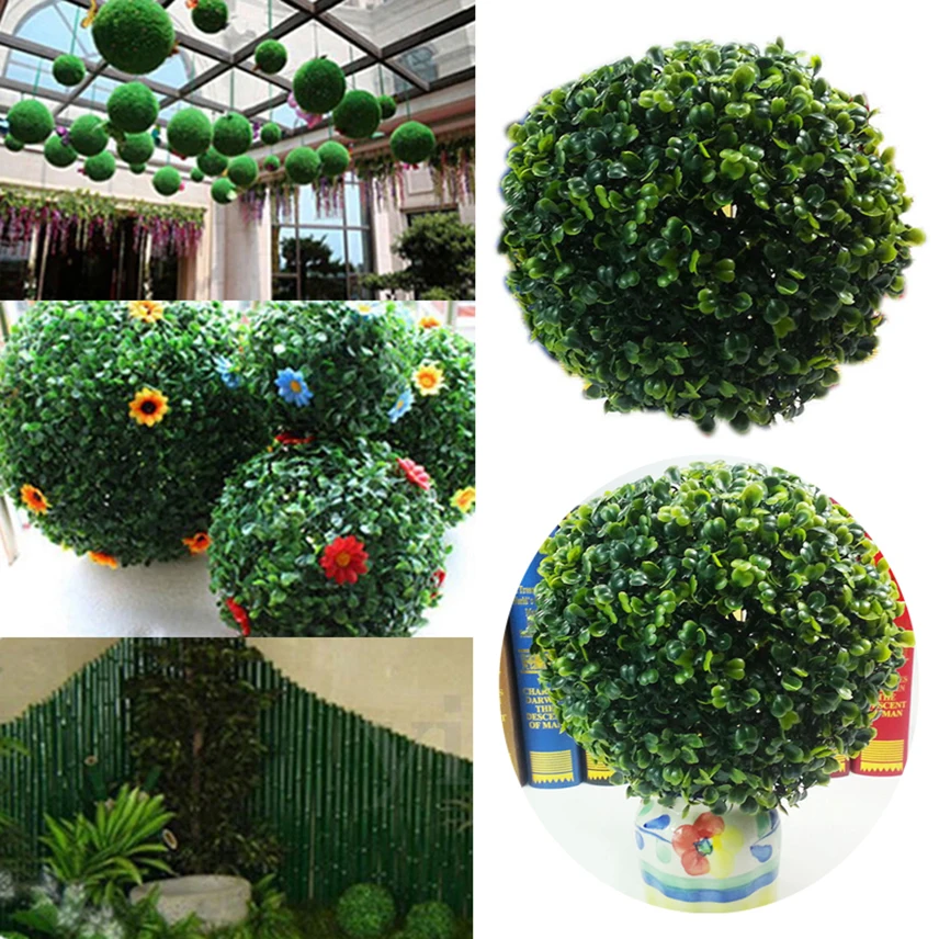 

Artificial Grass Milan Ball Fake Green Wall Hanging Plant Floristics Balcony Farmhouse Decor Flower Garland Wedding Party