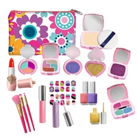 19pcs pretend play simulation cosmetic makeup handbag toys for girls children educational toys birthday gift rosy pink pu bag