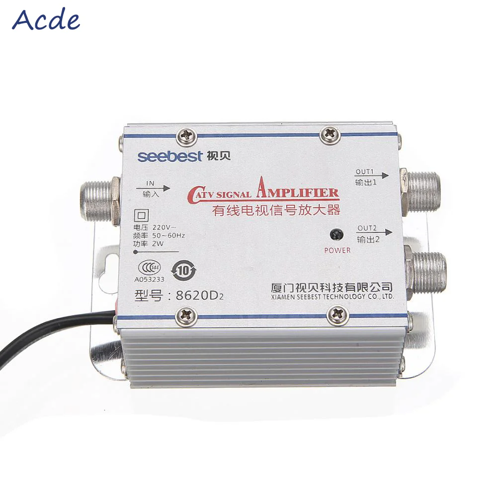 

2 Way 1 in 2 Out CATV Cable TV Antennas Signal Amplifier AMP Antenna Signal Booster Splitter Home TV Equipment 45 Mhz-860 MHz