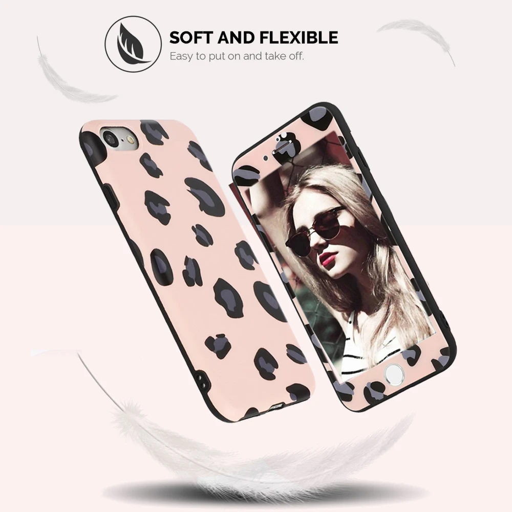 Женский милый Леопардовый Защитный чехол для экрана 360 дюйма телефона iPhone Xr X Xs Max 7