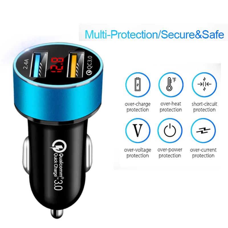 Автомобильное зарядное устройство с двумя USB портами 5 В 2 4 А|Зарядные устройства