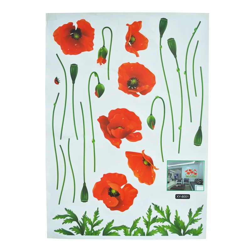 Элегантная женская Наклейка на стену в виде кукурузного мака ПВХ