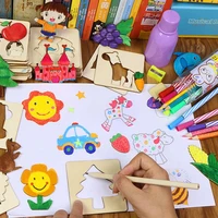 100pcs baby wooden drawing toys painting stencil templates coloring board children creative doodles early learning education toy