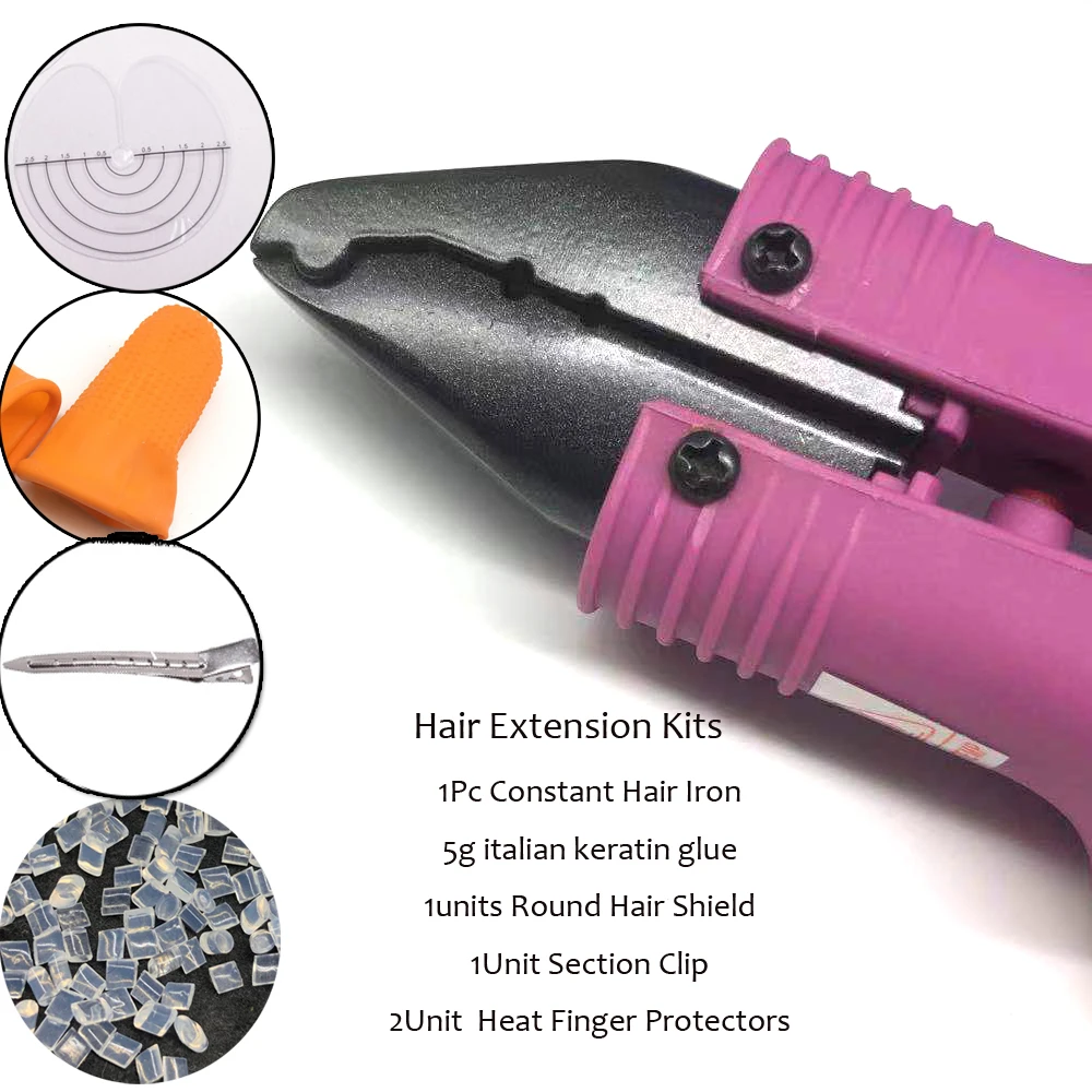 

Constant Connector Hair Extension Connectors 1Pc Nail Tip/Flat Tip Fusion Heat Connector Tools Kits Plus Italian Keratin Glue