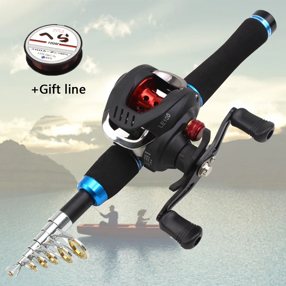 

1.65M ultrashort Casting Rod fishing fish Tackle closure 37cm Portable telescopic rod and Casting reel Carbon Fiber pole