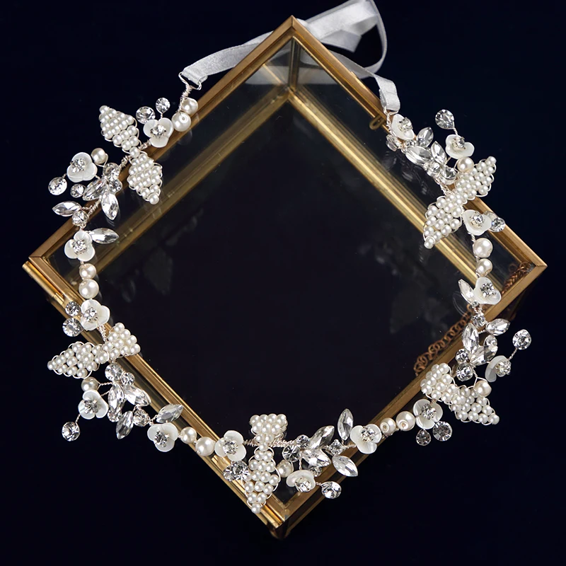 Свадебные резинки для волос ручной работы Корейская Мягкая корона с жемчугом