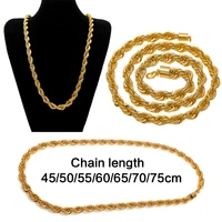 4mm twist hip hop copper long chain necklace men jewelry gold color male necklace chain jewelry gift