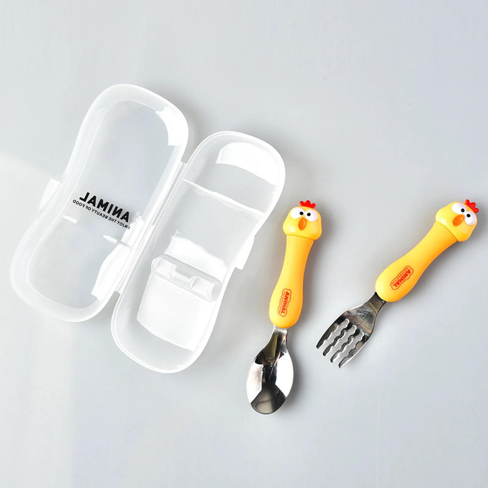 

2pcs 304 Stainless Steel Tableware Set Children Cutlery Portable Cute Cartoon Baby Flatware Kids Toddler Training Spoon Fork Kit