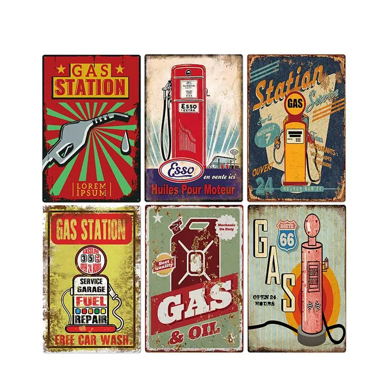 АЗС металлическая пластина винтажная жестяная вывеска Бар паба масло гараж