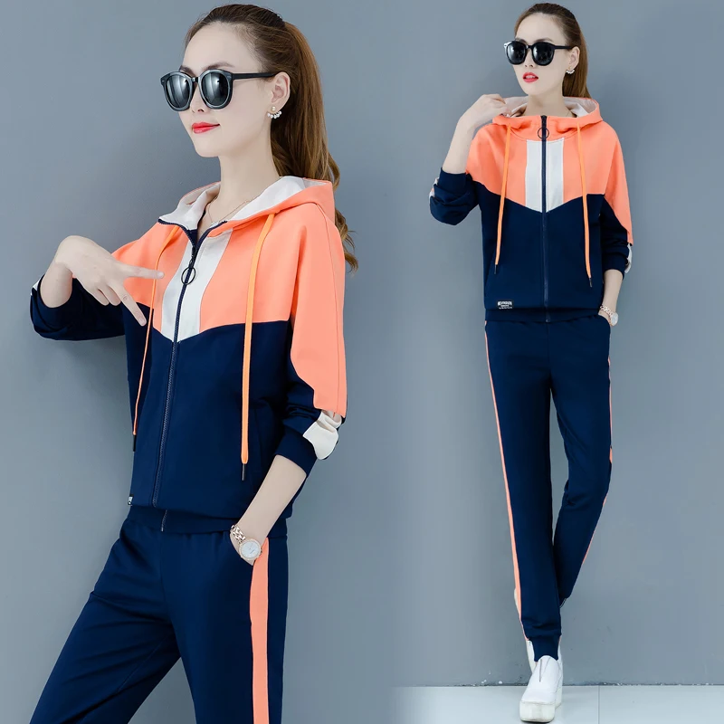tracksuit for women 2019 autumn female fashion large size loose hoodie tops+pants suits women's plus two-piece sets |