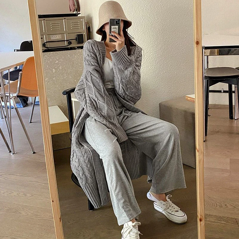 LANMREM 2023 Зимний новый свитер кардиган для женщин свободный с длинным рукавом