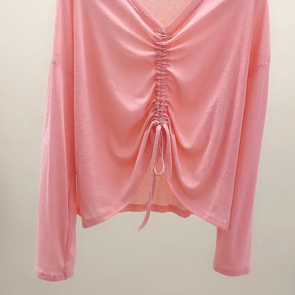 Трикотажная одежда из вискозы женские солнцезащитные Джемперы топ на шнуровке