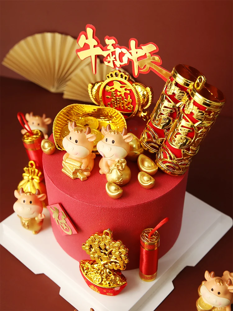 2021 креативный Топпер для торта с Новым годом корова ребенок Мультяшные подарки