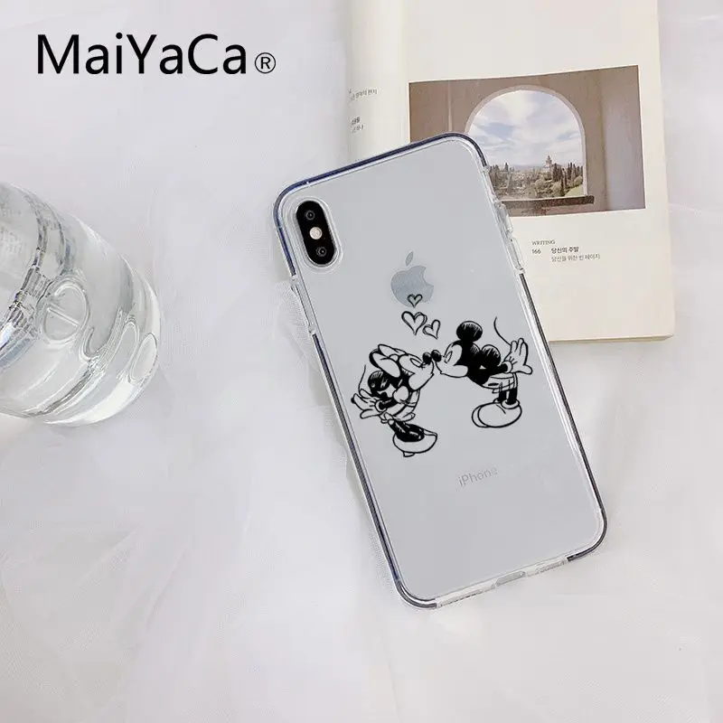 1 MaiYaCa/Роскошный Вертикальный чехол для телефона с рисунком Микки и Минни Маус для iPhone 8 7 6 6S Plus X XS MAX 5 5S SE XR 10 - Цвет: 1