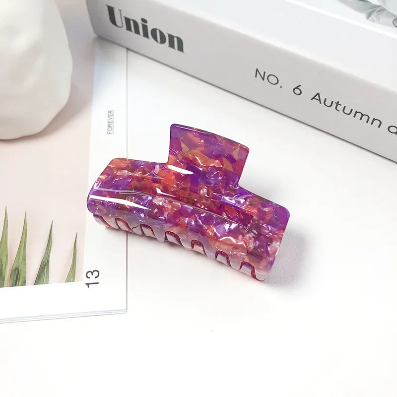 

AccMax Acetate Hair Claw Clip Ins Medium Large Clamps Colorful Tortoise Shell Rectangle Geometric Grab Women Hair Accessories