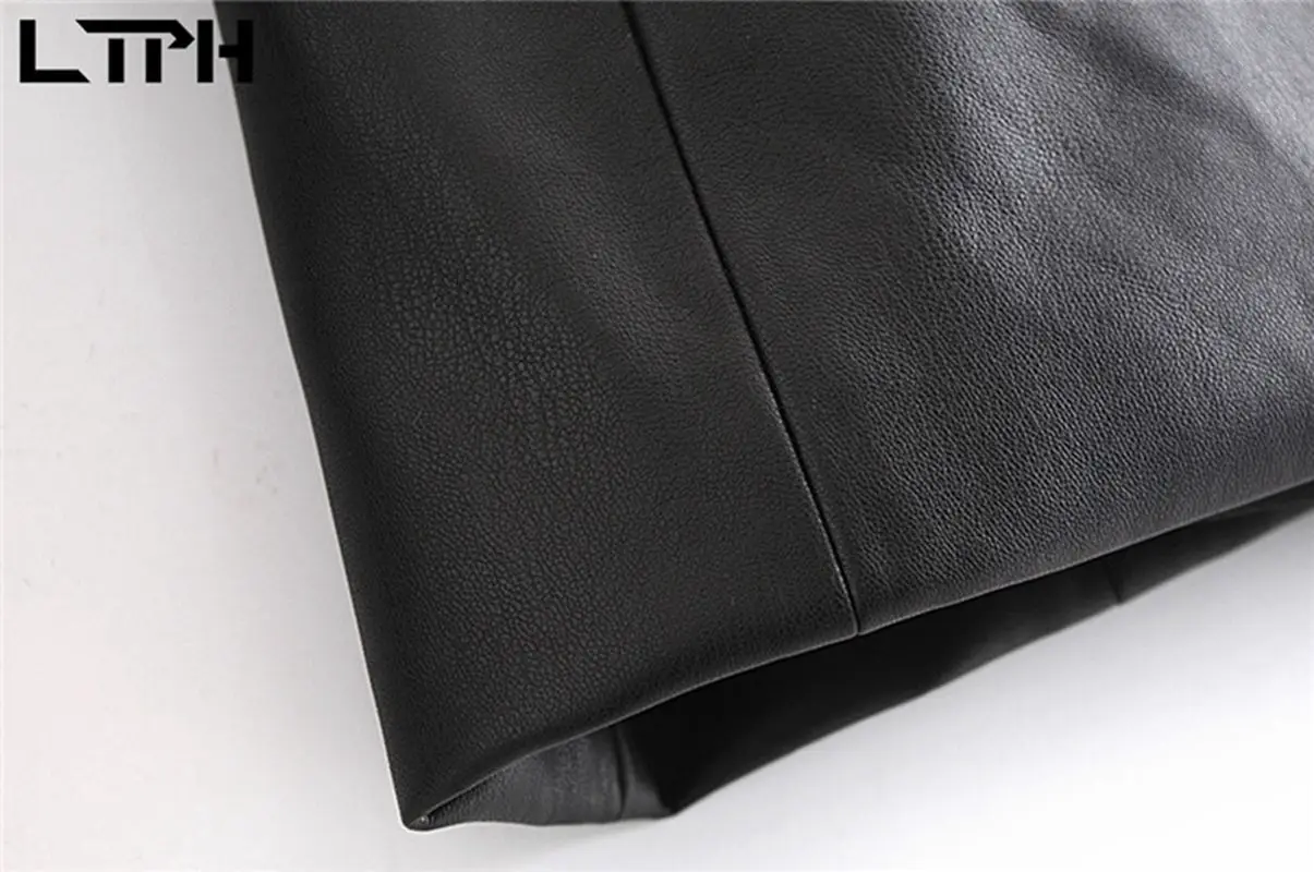 LTPH-Chaqueta informal de piel sintética con doble botonadura para mujer, blazer elegante y elegante para Primavera, color negro, 2021