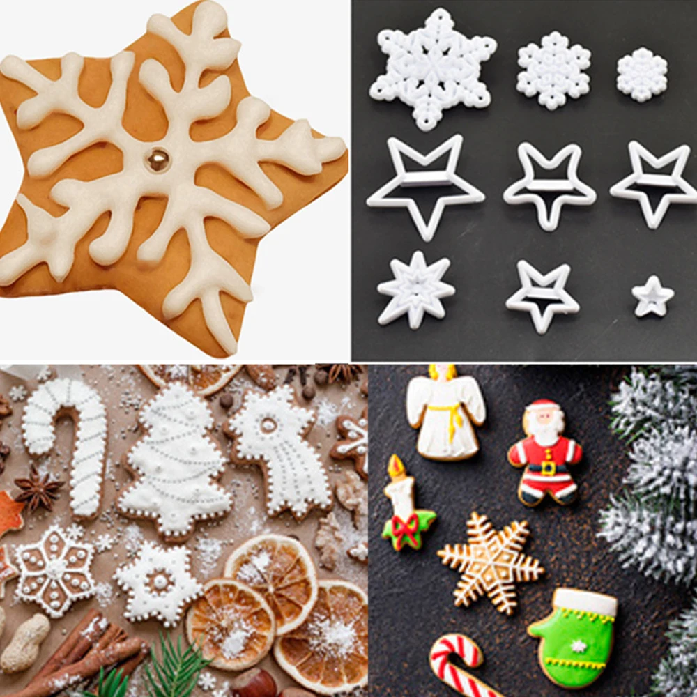 Пластиковая форма для печати снежинок 9 шт. сделай сам помадки шоколада печенья