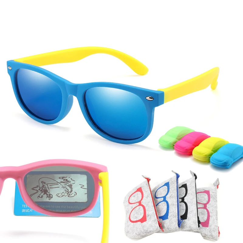 

Rubber Polarized Sunglasses Kids TR90 Boys Girls Mirror Polaroid Sun Glasses Silicone Safety Glasses for Children Baby UV400