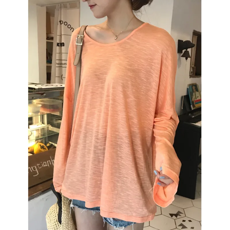 

XUXI Women Fashion Shirt Korean Simple Solid Color Loose Blouse Thin Micro-transparent Female Spring Autumn 2021 E717