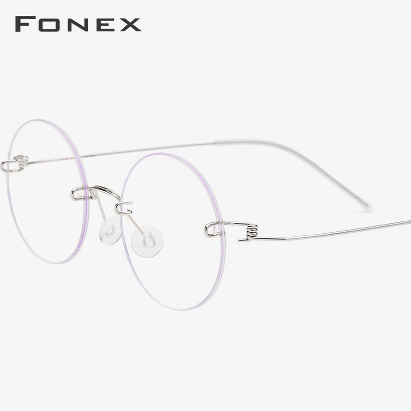 FONEX, Безвинтовые очки, очки по рецепту, женские,, без оправы, Круглые, для близорукости, оптические, корейские, оправа очков из титанового сплава, мужские