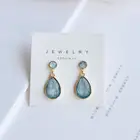 Японские простые женские Геометрические серьги-клипсы с синим цирконием без перфорации корейские женские серьги Подарки для девушек