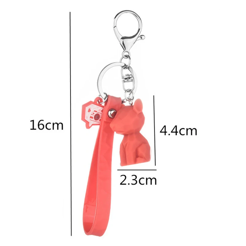 

New Dog Key chain with Pu Leather Keyring Holder for Women Bag Car Trinket Chaveiros Bulldog Bag Pendant Jewelry EH015
