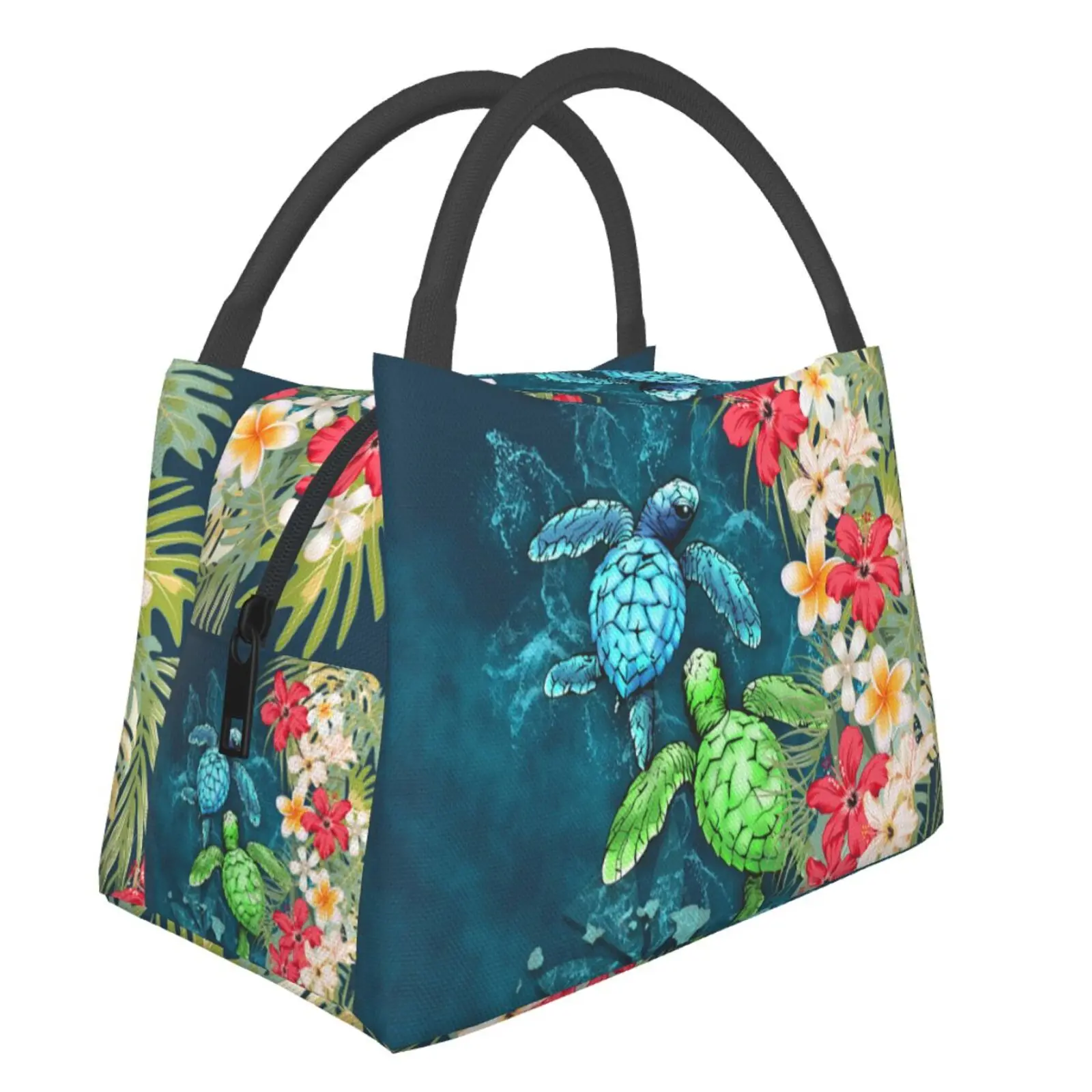 

NOISYDESIGNS Women Lunch Bags Hawaii Turtle Polynesian Hibiscus Plumeria Print Portable Insulated Thermal Food Boho Cooler Box