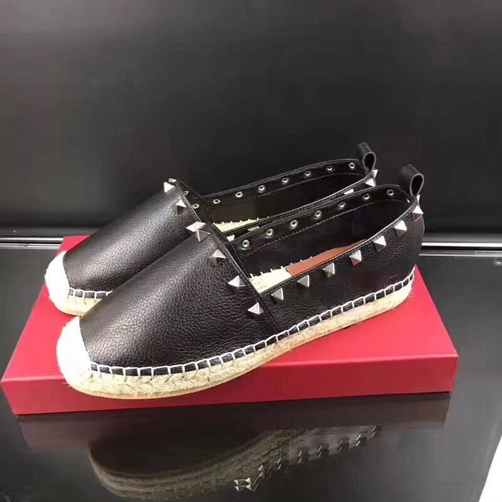 Женские туфли на плоской подошве Junetxin эспадрильи из натуральной кожи с