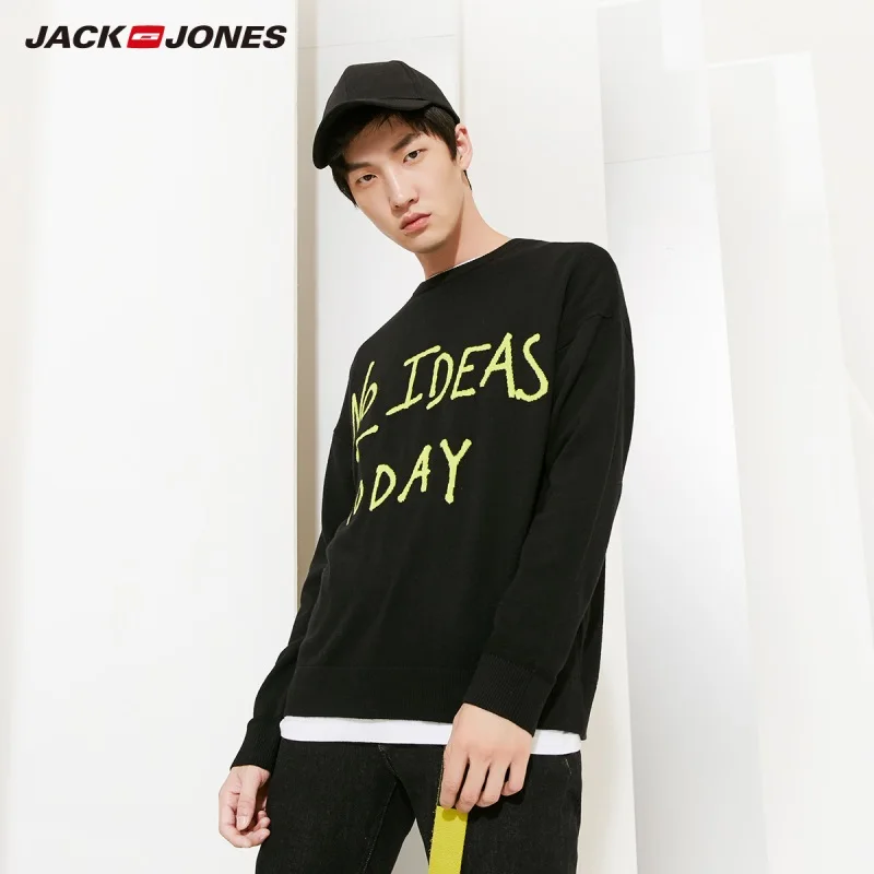 JackJones осенний мужской Повседневный свитер с контрастным буквенным принтом