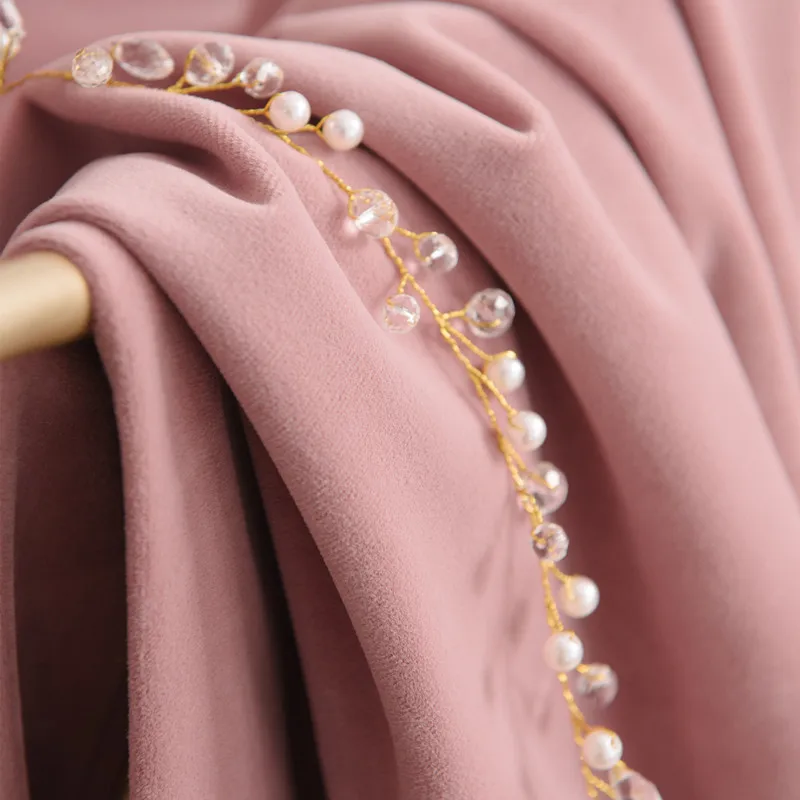 Роскошные бархатные занавески в скандинавском стиле розовые однотонные