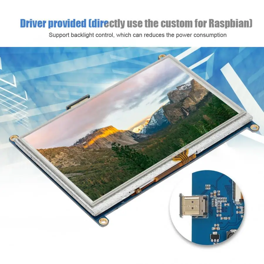 5 дюймовый сенсорный ЖК дисплей с разрешением 800x480 и TFT подсветкой для Raspberry Pi 4B