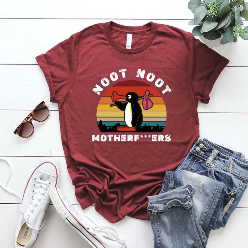 

Creative Penguin 2021 New NOOT Round Neck Trendy Fashion Casual Short Sleeve Tee Women Plus Size T-Shirt Cartoon Tops