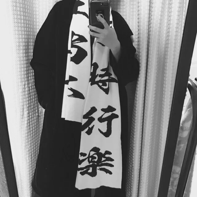 Harajuku китайская буква вязаный теплый шарф женский модный Повседневный длинный ширина шарфа пашмины