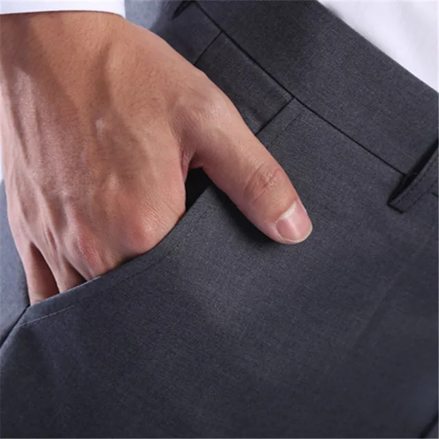 Мужские одноцветные Черные Серые Костюмные брюки высокого качества модельные