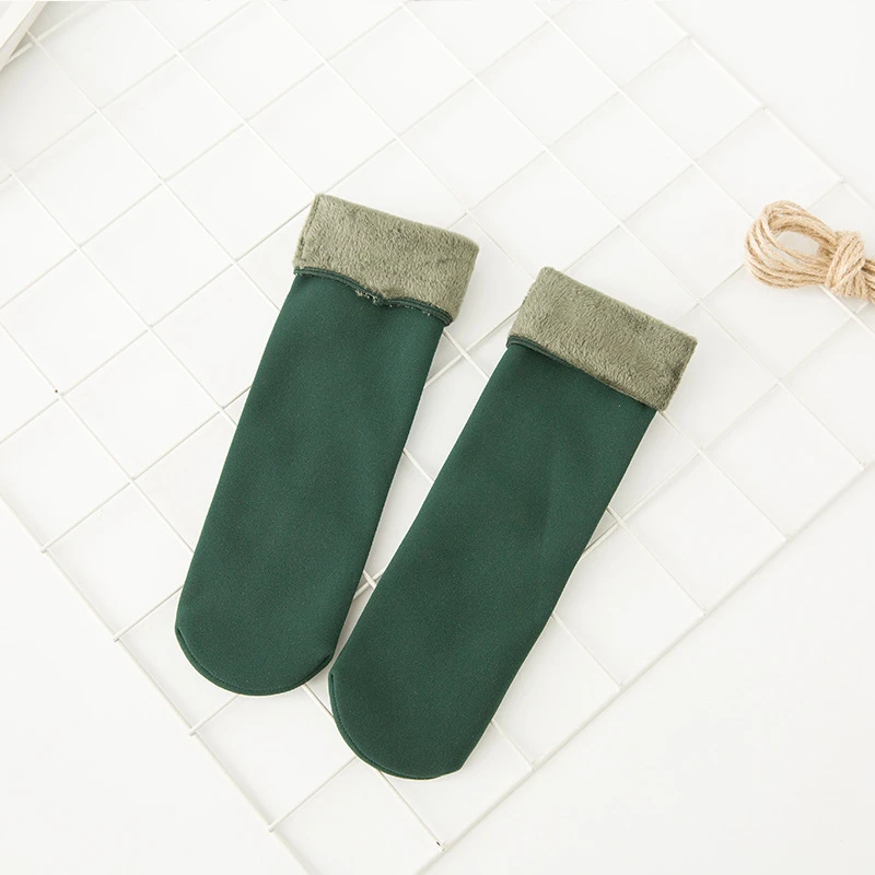 

SEVNGE 3Pairs Winter Women's Socks Warmer Thicken Thermal Nylon Cashmere Snow Socks Velvet Boots Floor Sleeping Sock Black Color