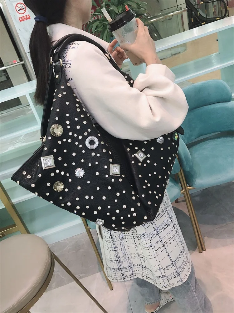 Роскошная большая сумка Стразы 2019 осень и зима новая модная дикая вместительная