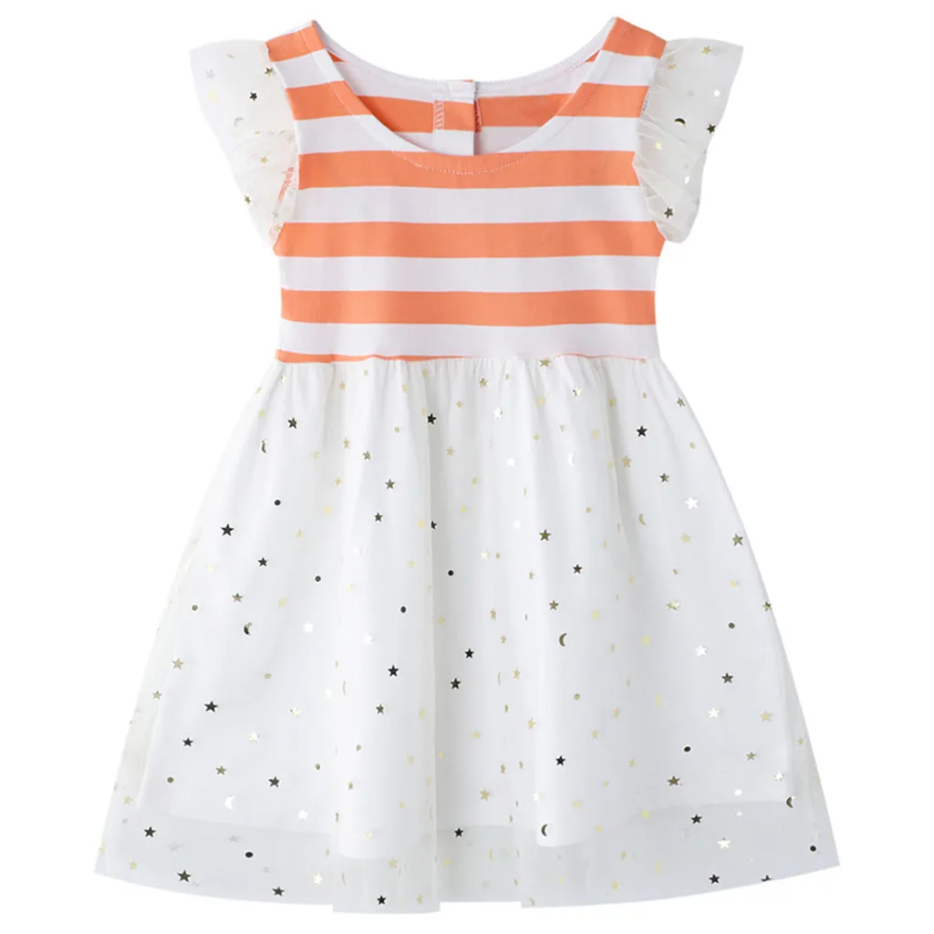 Платье для девочек платье принцессы из тюля в полоску с рукавами-крылышками и